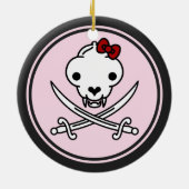 Funny Schwarz-weiß Jolly Kitty Pirate Skull Bones Keramik Ornament (Hinten)