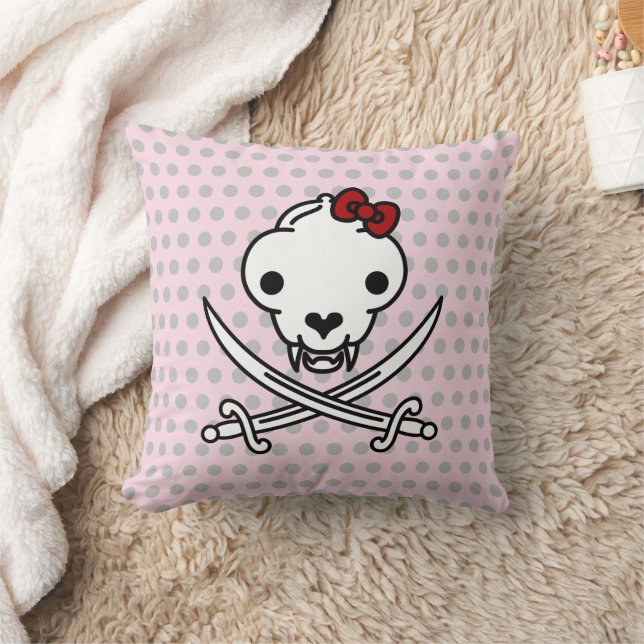 Funny Schwarz-weiß Jolly Kitty Pirate Skull Bones Kissen (Decke)