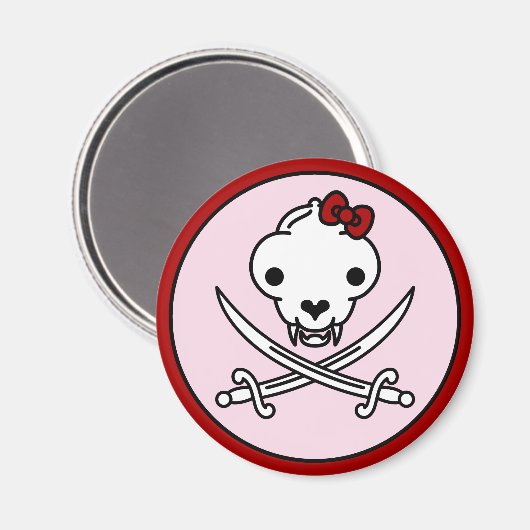 Funny Schwarz-weiß Jolly Kitty Pirate Skull Bones Magnet (Vorderseite/Rückseite)