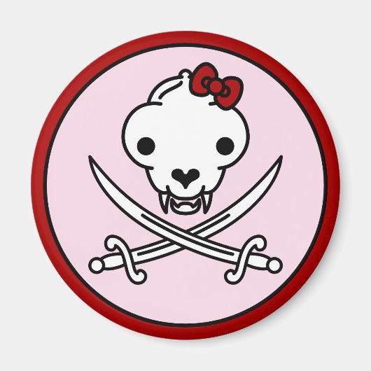 Funny Schwarz-weiß Jolly Kitty Pirate Skull Bones Magnet (Vorne)
