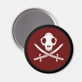 Funny Schwarz-weiß Jolly Kitty Pirate Skull Bones Magnet (Vorderseite/Rückseite)