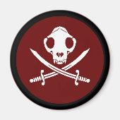 Funny Schwarz-weiß Jolly Kitty Pirate Skull Bones Magnet (Vorne)