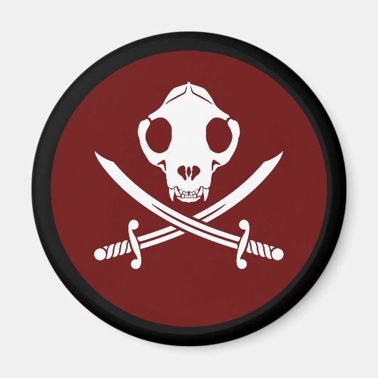 Funny Schwarz-weiß Jolly Kitty Pirate Skull Bones Magnet (Vorne)