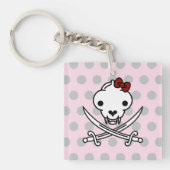 Funny Schwarz-weiß Jolly Kitty Pirate Skull Bones Schlüsselanhänger (Vorderseite)