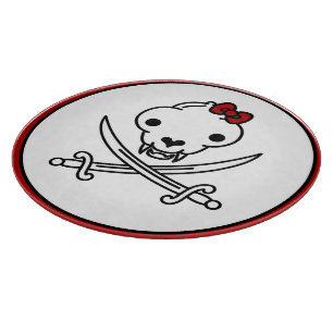 Funny Schwarz-weiß Jolly Kitty Pirate Skull Bones Schneidebrett
