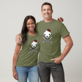 Funny Schwarz-weiß Jolly Kitty Pirate Skull Bones T-Shirt (Unisex)