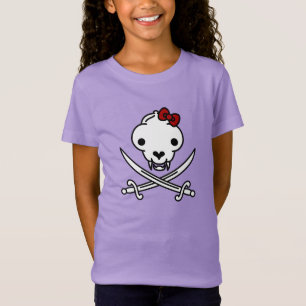 Funny Schwarz-weiß Jolly Kitty Pirate Skull Bones T-Shirt