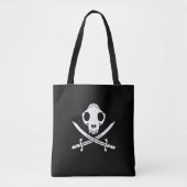 Funny Schwarz-weiß Jolly Kitty Pirate Skull Bones Tasche (Vorderseite)