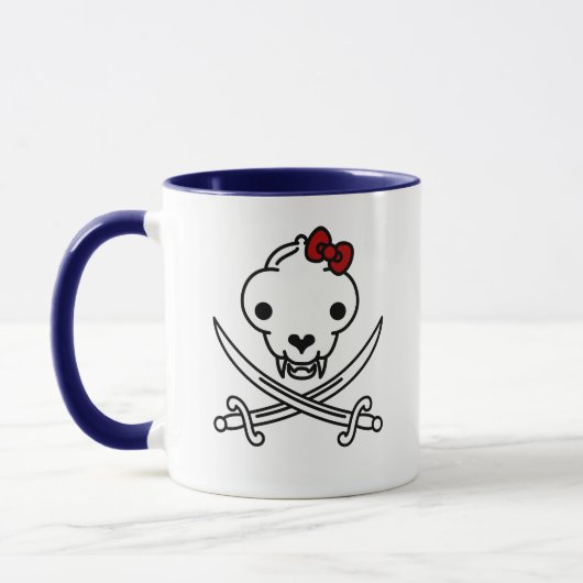 Funny Schwarz-weiß Jolly Kitty Pirate Skull Bones Tasse (Links)