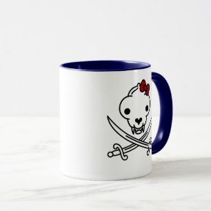 Funny Schwarz-weiß Jolly Kitty Pirate Skull Bones Tasse
