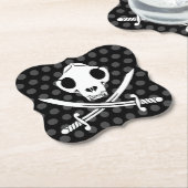 Funny Schwarz-weiß Jolly Kitty Pirate Skull Bones Untersetzer (angewinkelt)