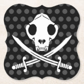 Funny Schwarz-weiß Jolly Kitty Pirate Skull Bones Untersetzer (Vorderseite)
