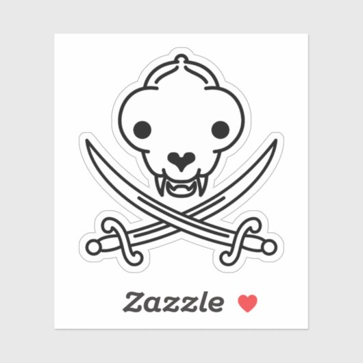 Funny Schwarz-weiß Jolly Kitty Pirate Skull Sabers Aufkleber (Blatt)