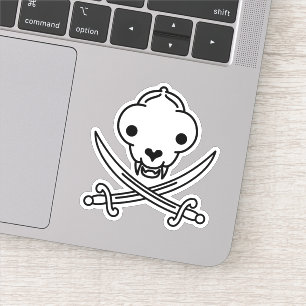 Funny Schwarz-weiß Jolly Kitty Pirate Skull Sabers Aufkleber