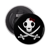 Funny Schwarz-weiß Jolly Kitty Pirate Skull Sabers Flaschenöffner (Vorderseite)