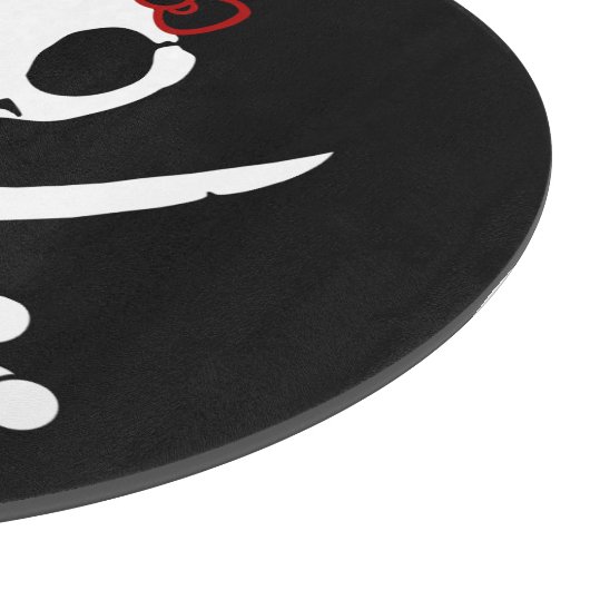 Funny Schwarz-weiß Jolly Kitty Pirate Skull Sabers Schneidebrett (Ecke)