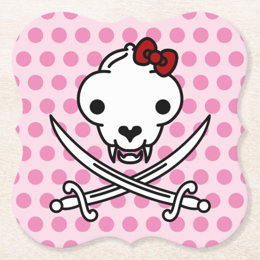 Funny Schwarz-weiß Jolly Kitty Pirate Skull Sabers Untersetzer (Vorderseite)