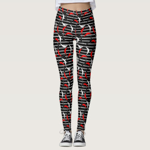 Funny Schwarz-weiß Red Stripes Halbmond Leggings