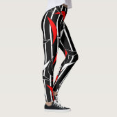 Funny Schwarz-weiß Red Stripes Halbmond Leggings (Rechts)