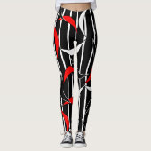 Funny Schwarz-weiß Red Stripes Halbmond Leggings (Vorderseite)