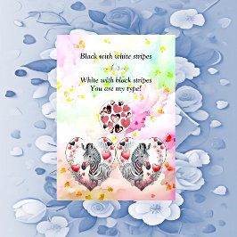 Funny Schwarz-weiß Stripes Zebra Couple Valentines Feiertagskarte