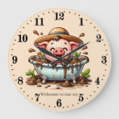 Funny Schweinestall hinzufügen Text Badezimmer Große Wanduhr (Vorderseite)