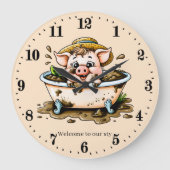 Funny Schweinestall hinzufügen Text Badezimmer Große Wanduhr (Vorderseite)