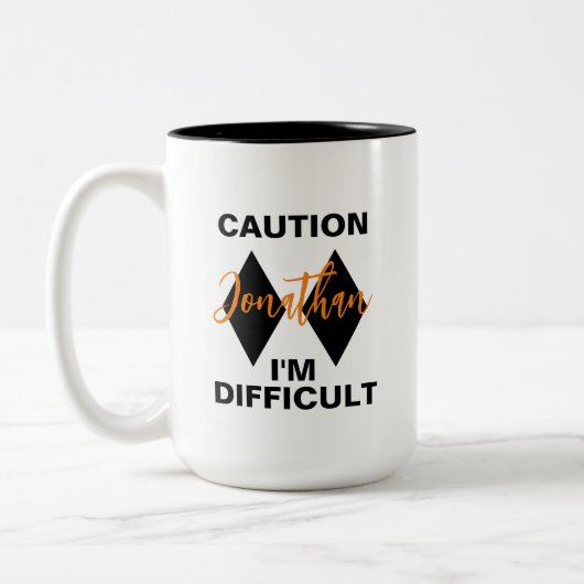 Funny Schwieriges Doppelschwarz Diamond Name Zweifarbige Tasse (Links)