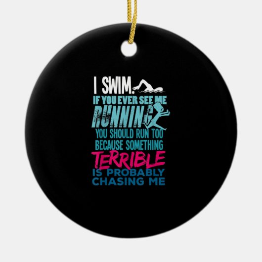 Funny Schwimmen Geschenk zum Baden Keramik Ornament (Vorne)