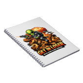 Funny Sci-Fi Fantasy Meme Art, Alien Riding Dinosa Notizblock (Rechte Seite)