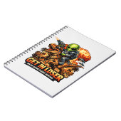 Funny Sci-Fi Fantasy Meme Art, Alien Riding Dinosa Notizblock (Linke Seite)