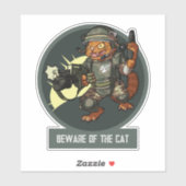 Funny Sci-fi Marine Orange Cat Vorsicht vor der Ka Aufkleber (Blatt)