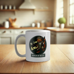 Funny Sci-fi Marine Orange Cat Vorsicht vor der Ka Kaffeetasse