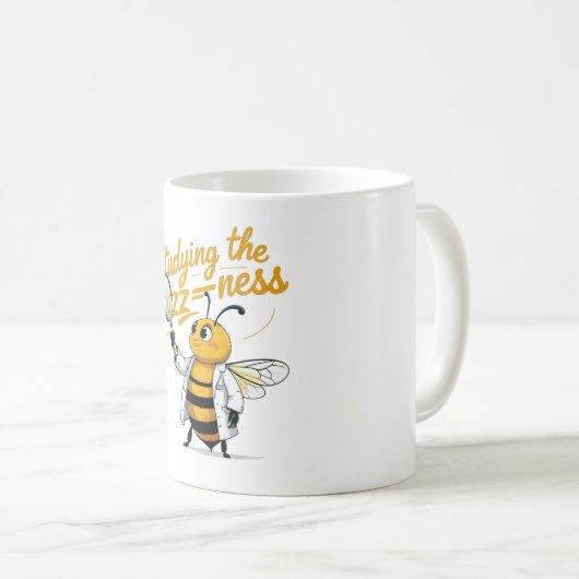 Funny Science Bee Tasse - "Study the Buzz-ness" (VorderseiteRechts)