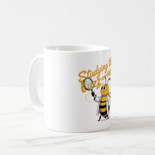 Funny Science Bee Tasse - "Study the Buzz-ness" (Vorderseite Links)