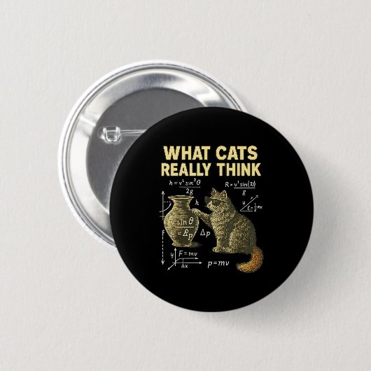 Funny Science Cat Physics What Cats Think Gift Men Button (Vorne & Hinten)