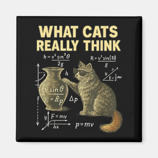 Funny Science Cat Physics What Cats Think Gift Men Magnet (Vorne)