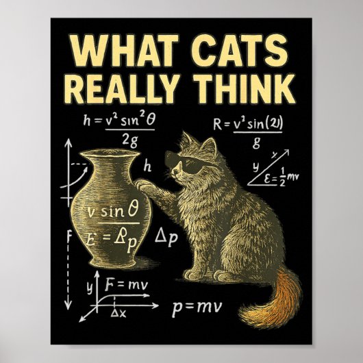 Funny Science Cat Physics What Cats Think Gift Men Poster (Vorne)