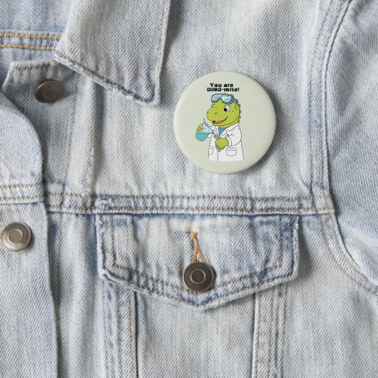 Funny Science Dinosaur Chemist "Dino-mite" Valenti Button (Beispiel)