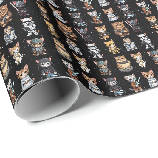 Funny Science Fiction Kitty Cat Custom Einladung Geschenkpapier (Rolleneckpunkt)