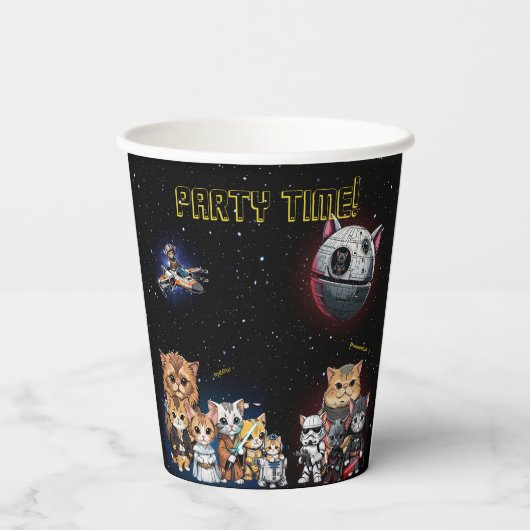 Funny Science Fiction Kitty Cat Custom Einladung Pappbecher (Rückseite)