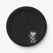 Funny Science Fiction Kitty Cat Custom Einladung Pappteller (Vorderseite)