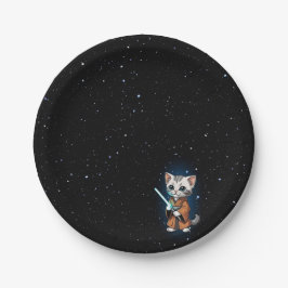 Funny Science Fiction Kitty Cat Custom Einladung Pappteller