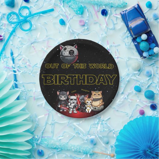 Funny Science Fiction Kitty Cat Custom Einladung Pappteller (Party)