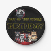 Funny Science Fiction Kitty Cat Custom Einladung Pappteller (Vorderseite)