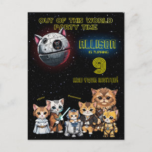 Funny Science Fiction Kitty Cat Custom Einladung Postkarte