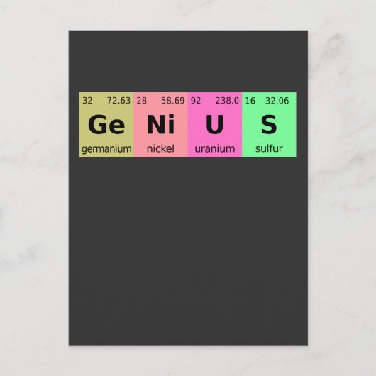 Funny Science Genius Periodic Tabelle der Elemente Postkarte (Vorderseite)
