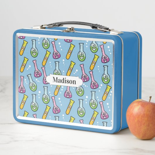 Funny Science Pattern individuelle Name Lunch Box (Beispiel)