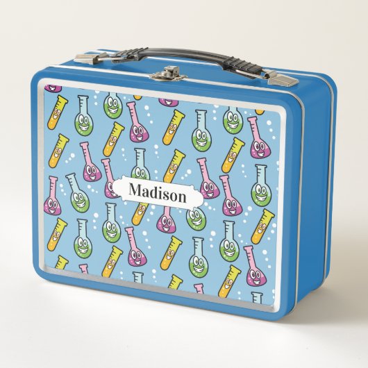 Funny Science Pattern individuelle Name Lunch Box (Vorderseite)