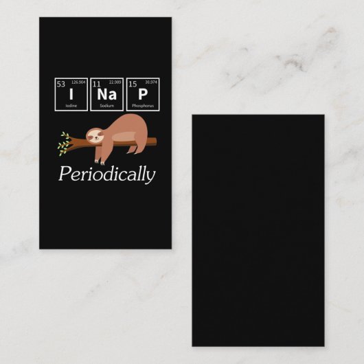Funny Science Pub Chemie Sloth Nickerchen Lover Visitenkarte (Vorne/Hinten)